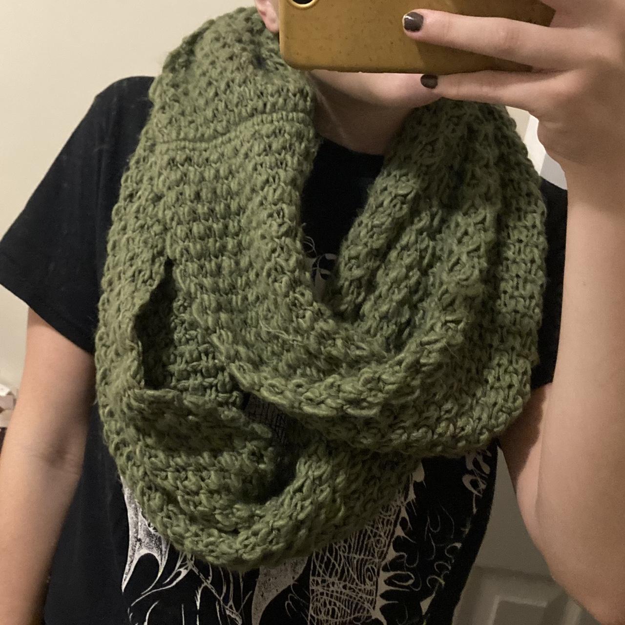 Green knit infinity scarf. I can’t remember but… - Depop