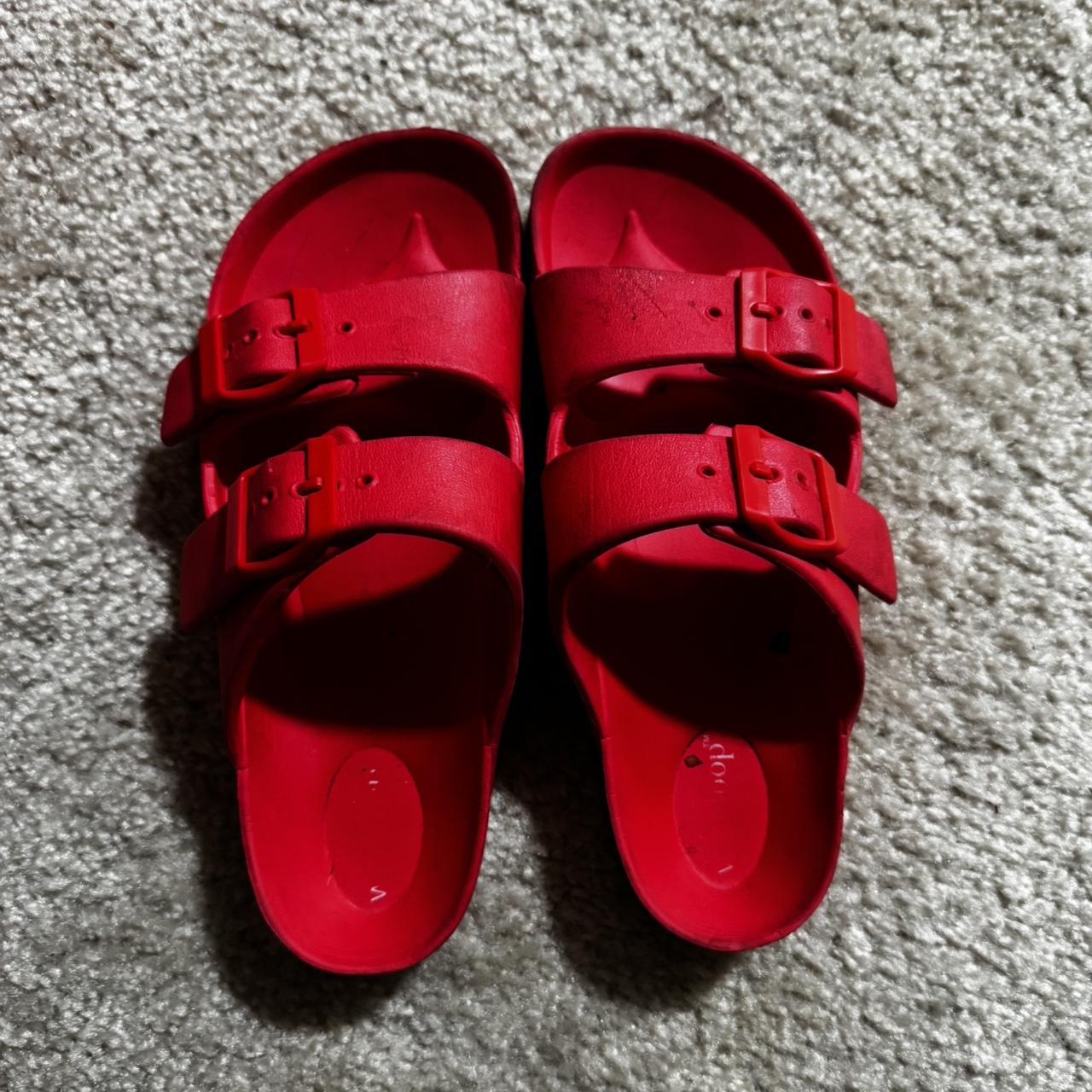 Women's Slides - Red - US 5.5 – Red rubber slides… - image 1