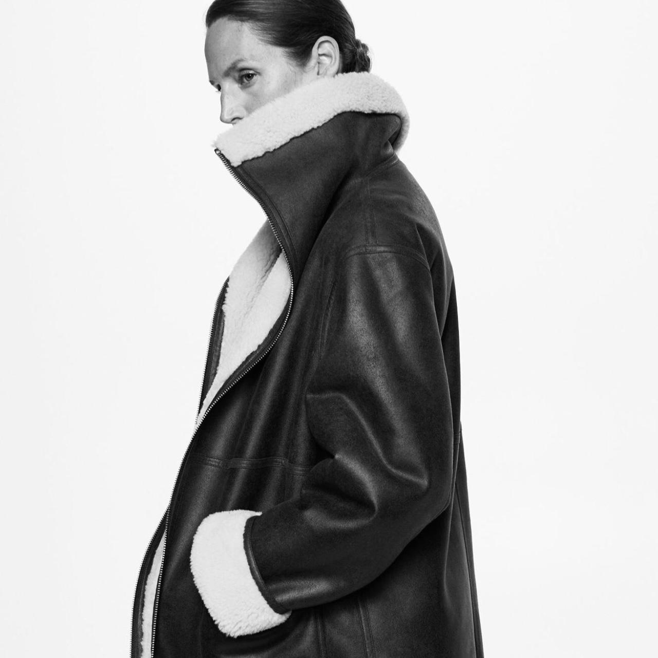 Mango Women's Black and Cream Jacket Depop