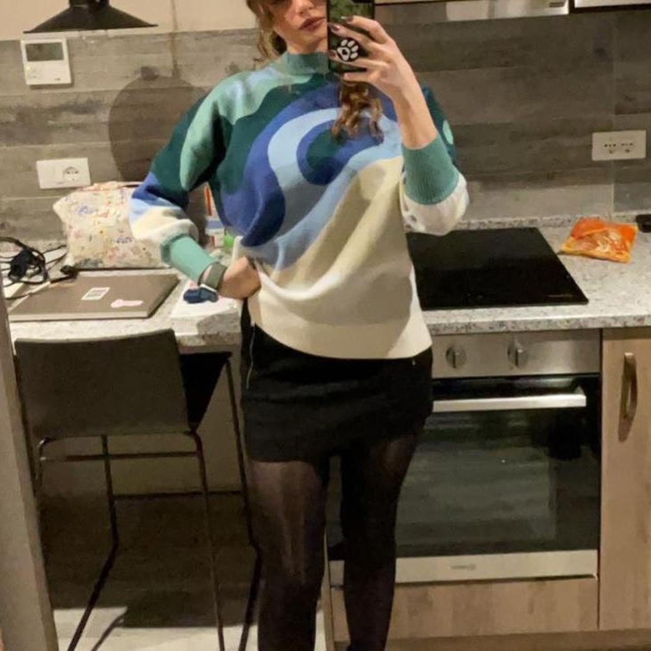 verge girl sweater fits like a small so thick and... Depop