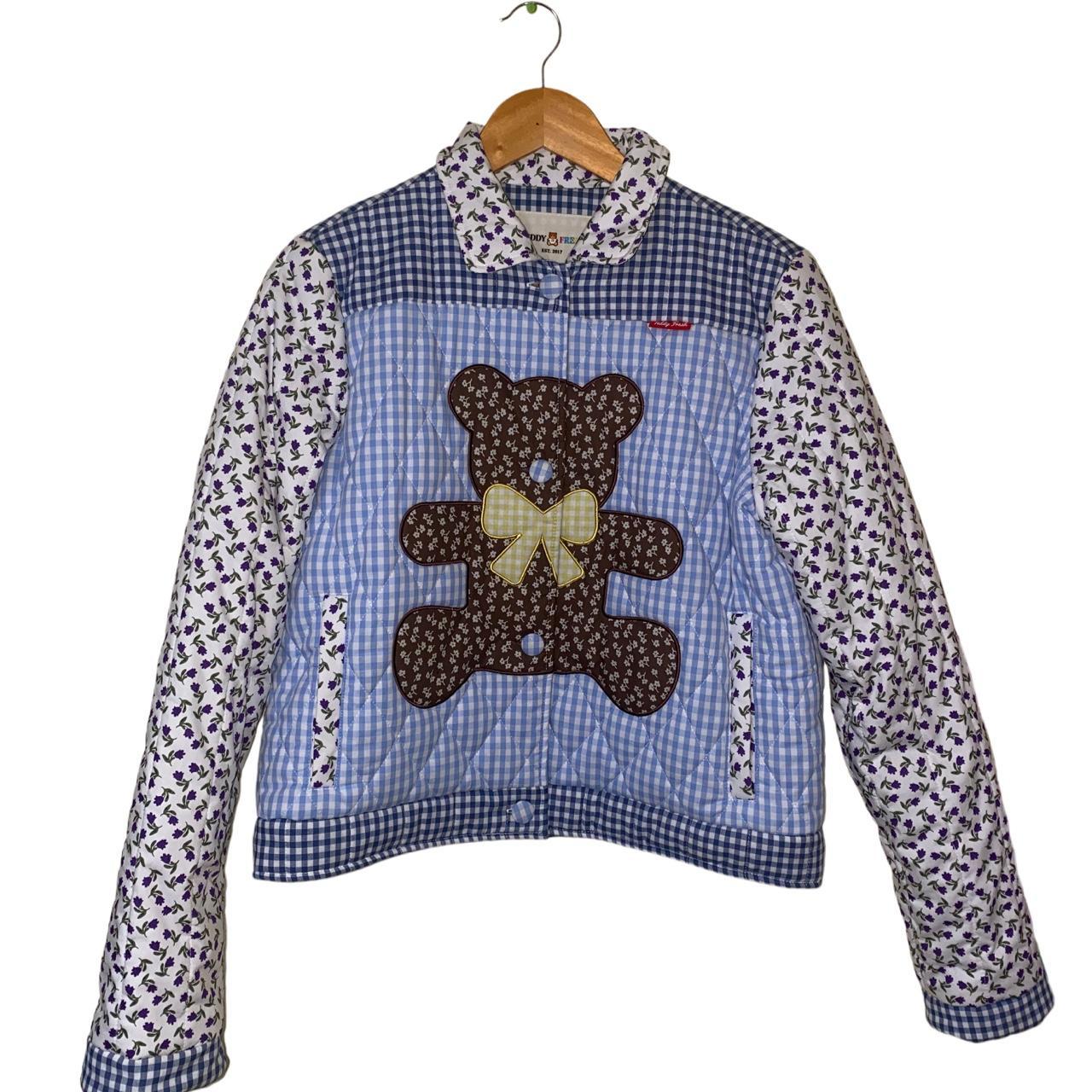 Gucci denim jacket hot sale teddy bear