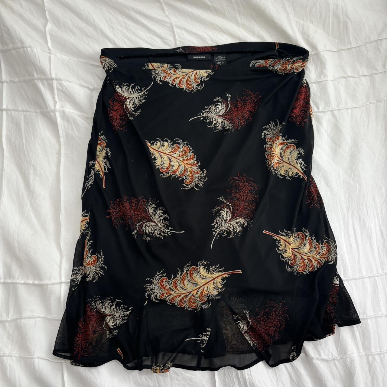 express black feather print skirt SIZE L Depop