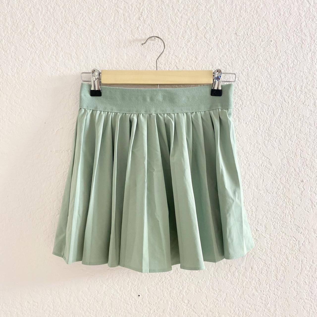 mint green flowy tennis skirt with shorts underneath... - Depop