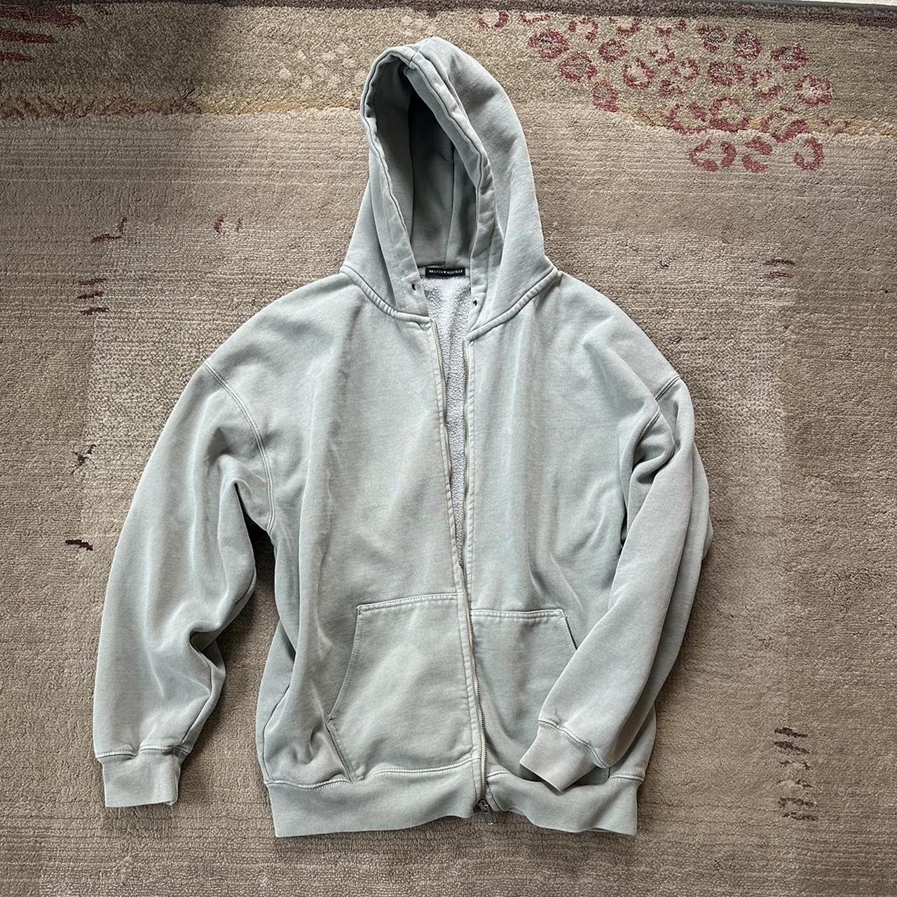 brandy melville john galt sage green zip up hoodie Depop