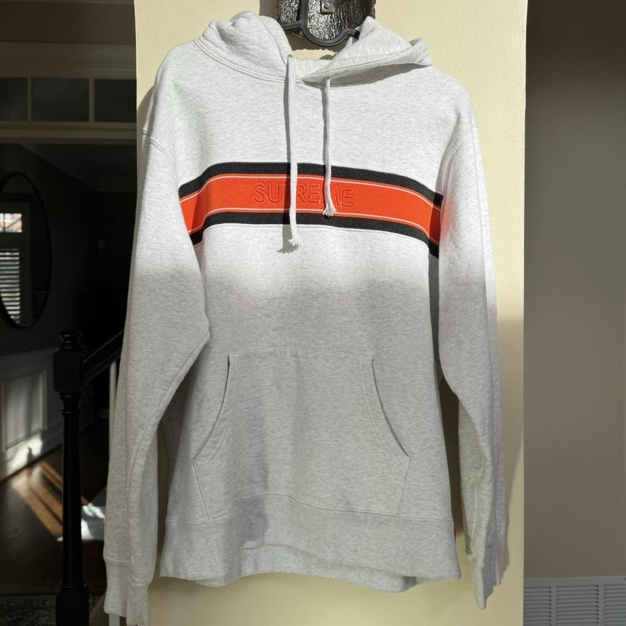 Supreme chest stripe on sale logo hooded sweatshirt