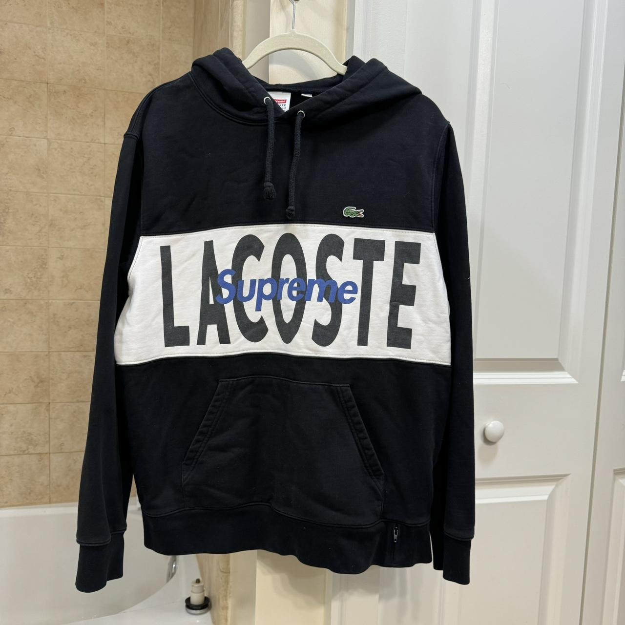 Supreme lacoste sale hooded sweatshirt black