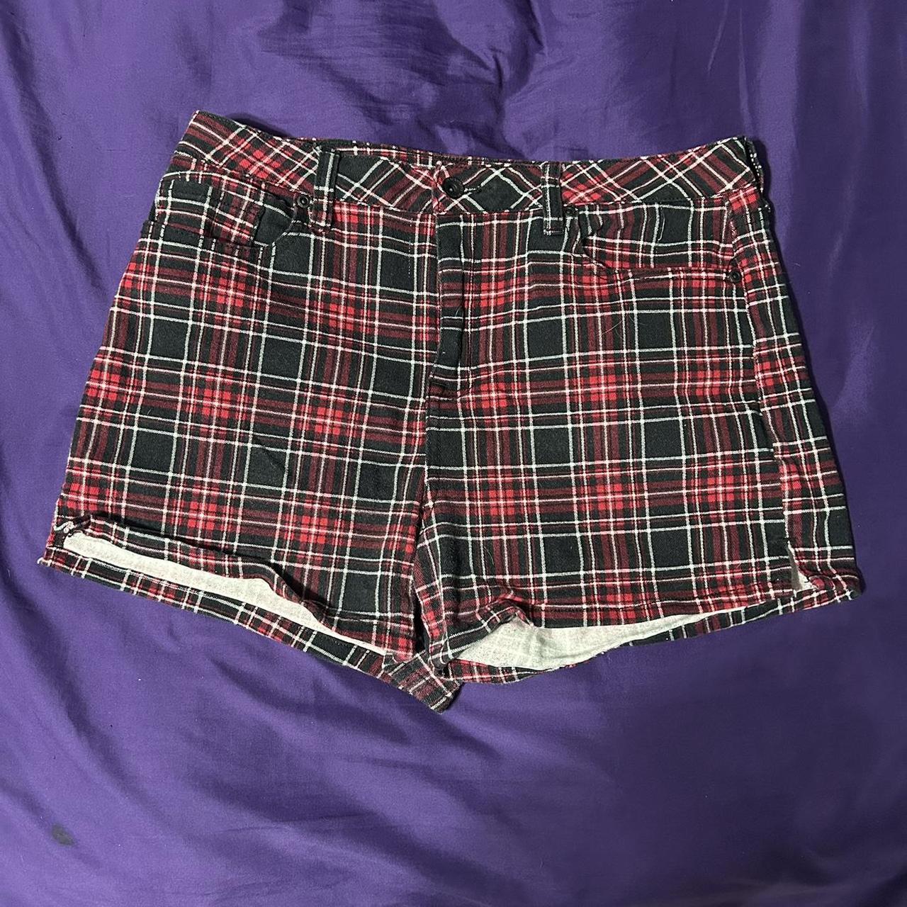 Hot Topic Blackheart plaid shorts Size 11 worn a... - Depop