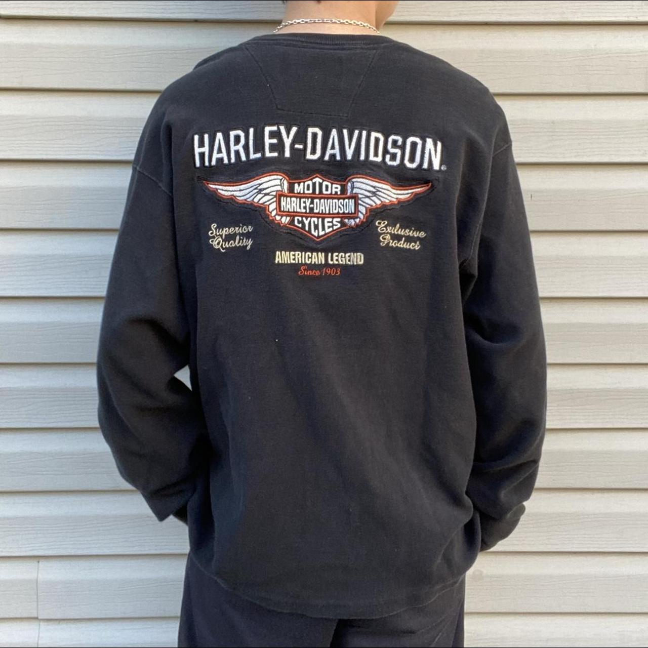 Harley Davidson Men's Black and Orange Jumper (3)