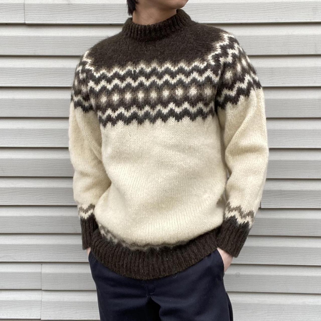 Men's Cream and Brown Jumper Depop