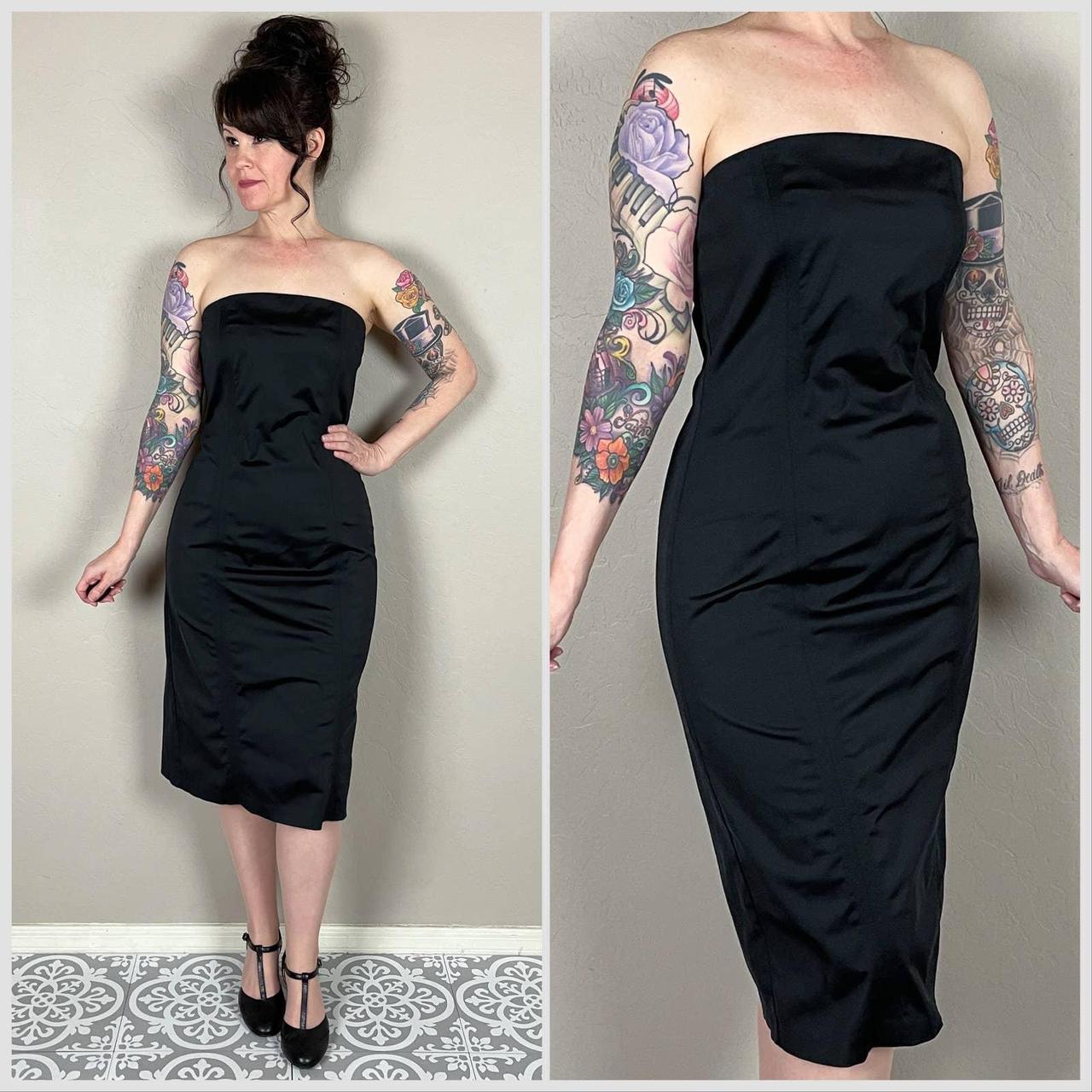 Black Satin Wiggle Dress