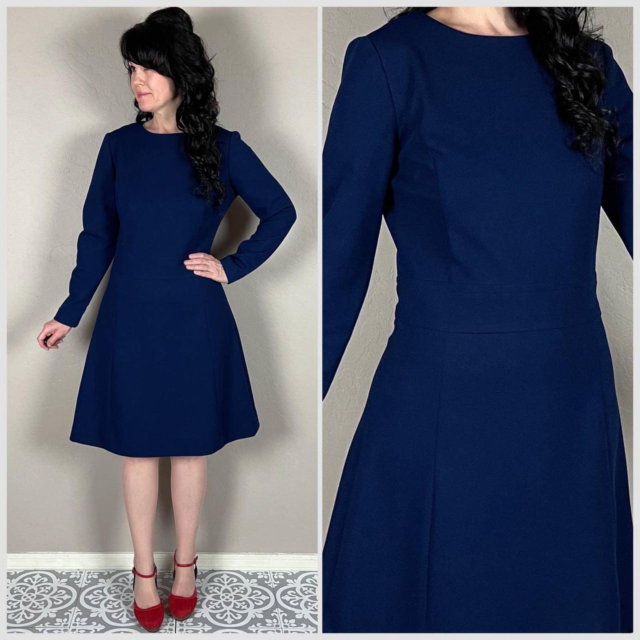 Vintage 1970s Blue Long Sleeve A-Line Dress This... - Depop