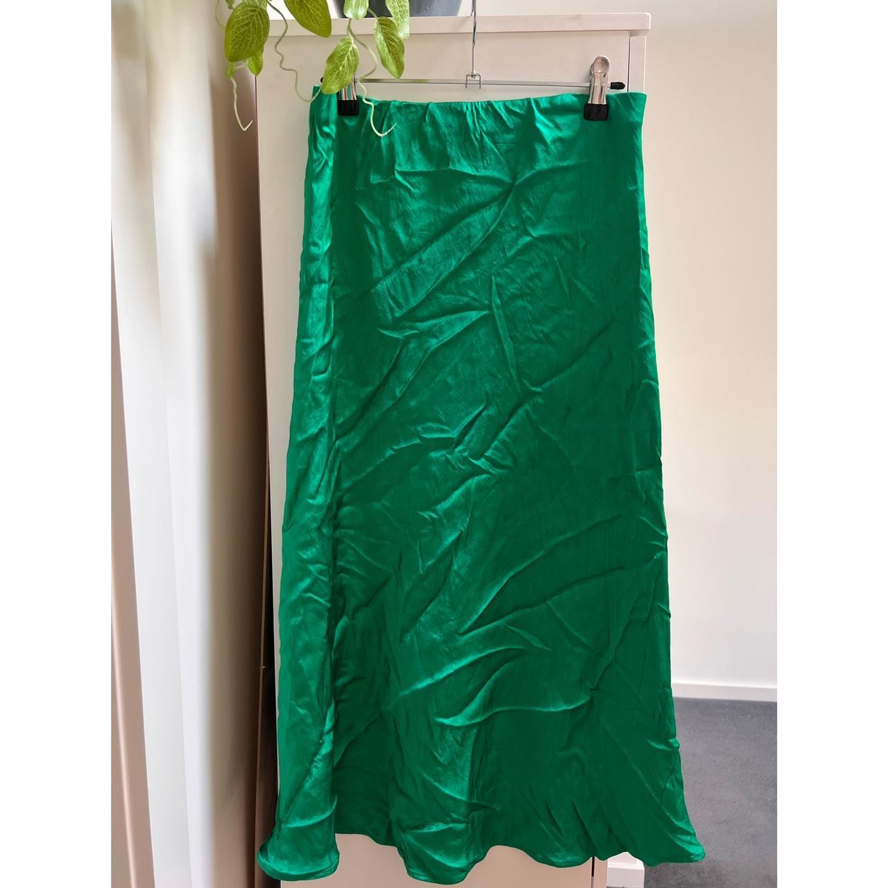 Sportsgirl Satin Green Slip Skirt 🌱 Size 12 Work a... Depop