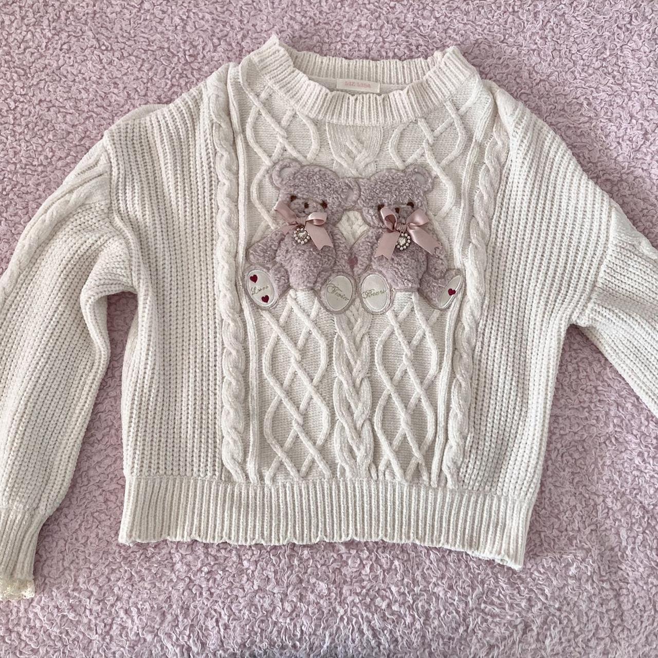 LIZLISA リズリサ Twin Bearsニットトップス くま 白 ホワイト リズリサ lizlisa Twin Bears ニットトップス ブルー くま