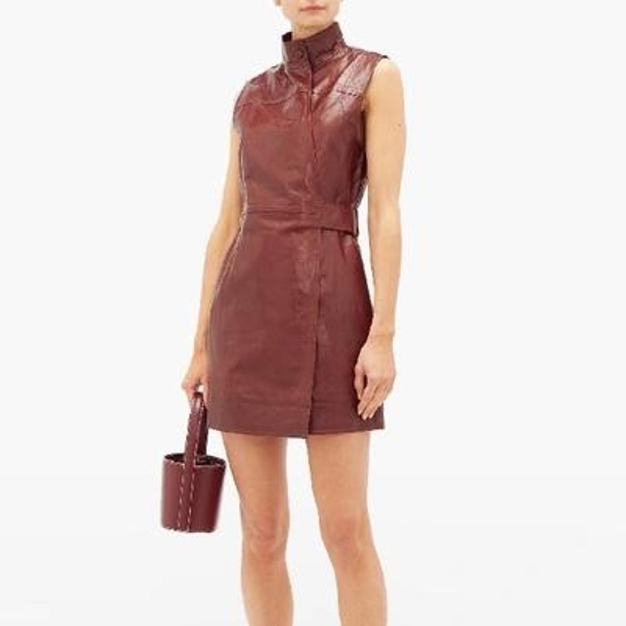 Ganni burgundy mini leather wrap Worn Depop