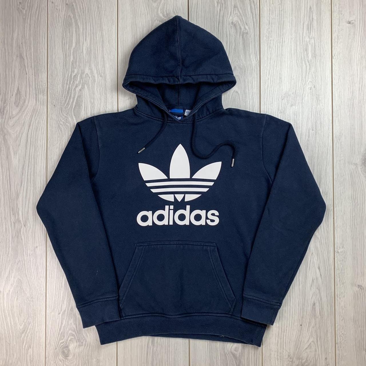 Adidas Men's Navy and White Hoodie | Depop