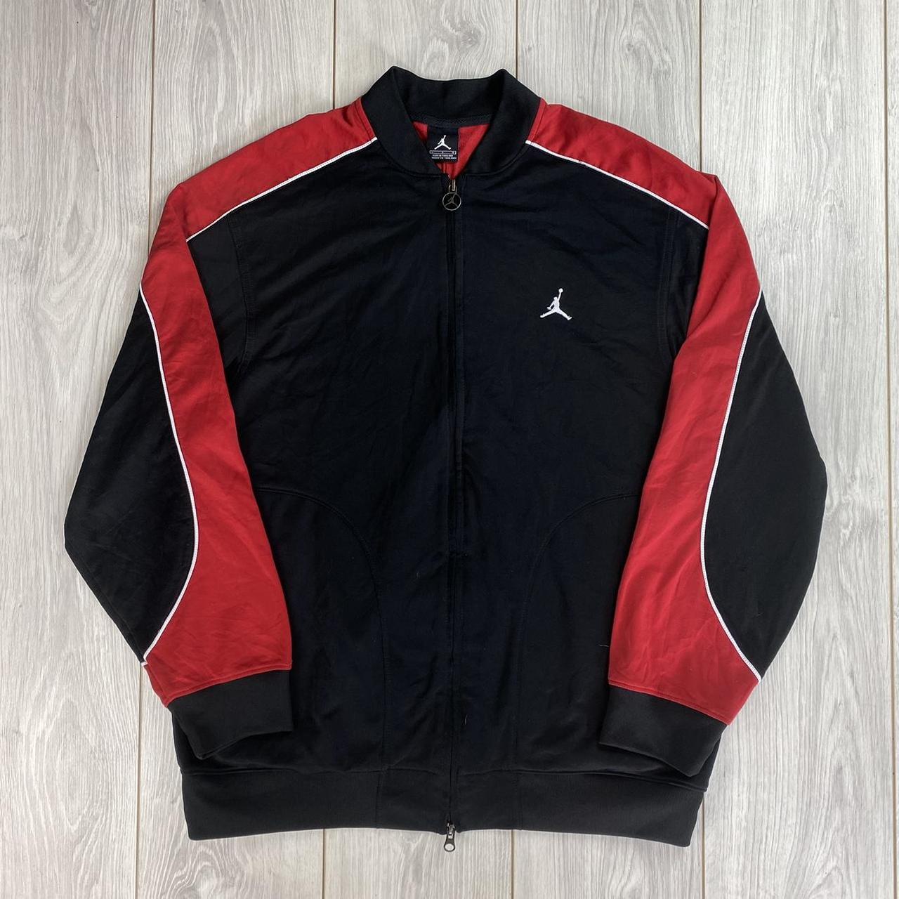 Vintage Nike Jordan Zip-up Black and Red Mens Large... - Depop