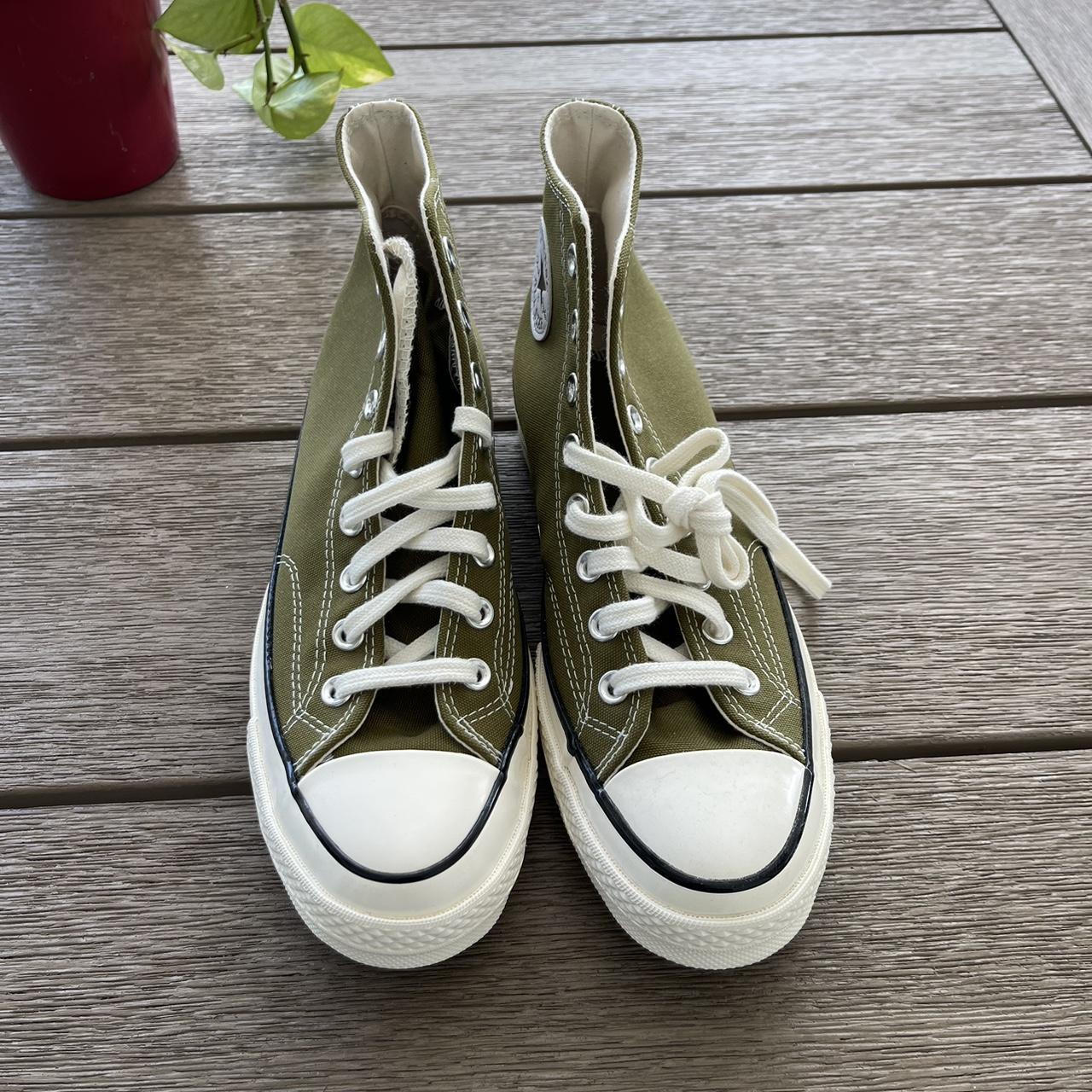 Converse Men's Khaki and Green Trainers | Depop