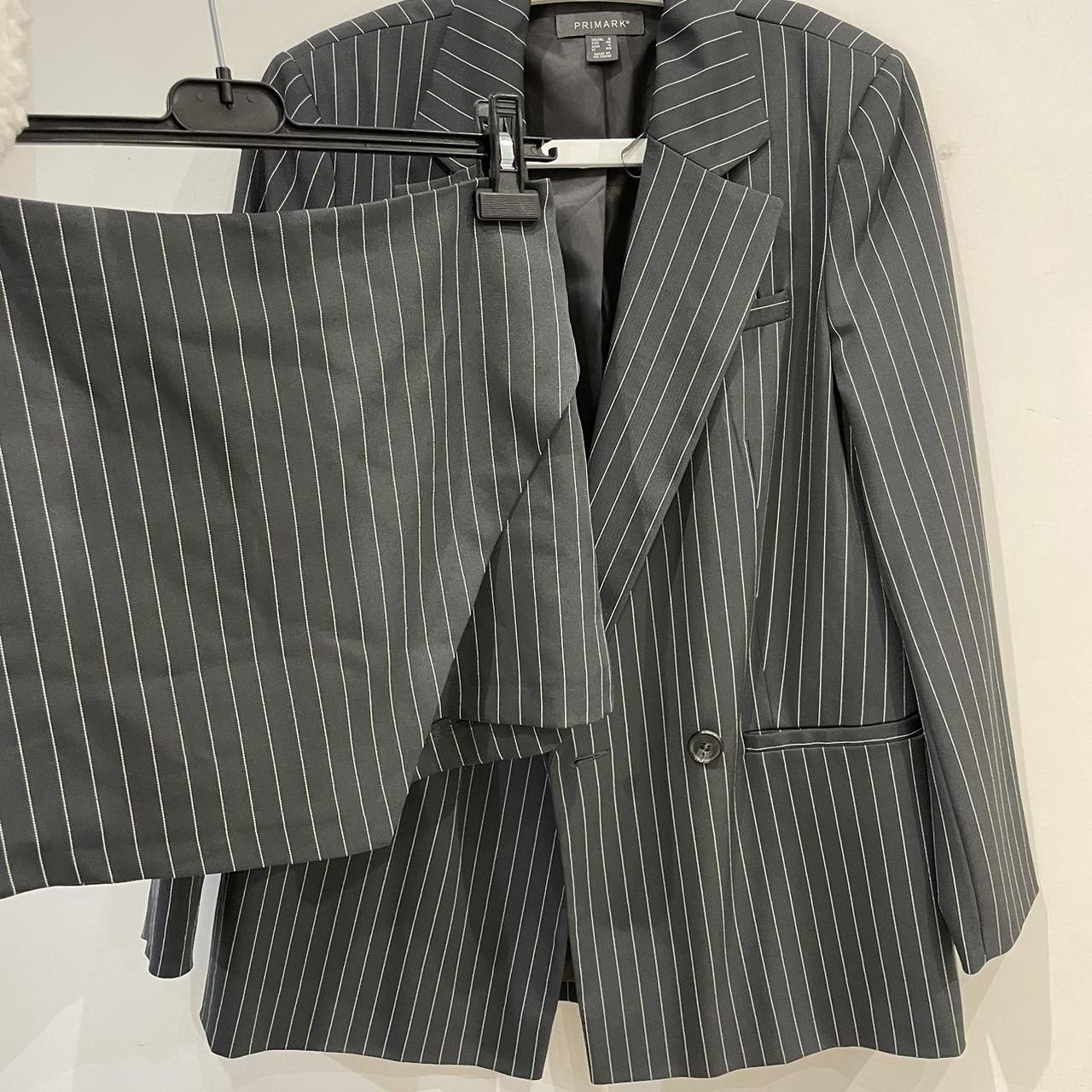 Dark grey pinstripe oversized blazer and skort... - Depop