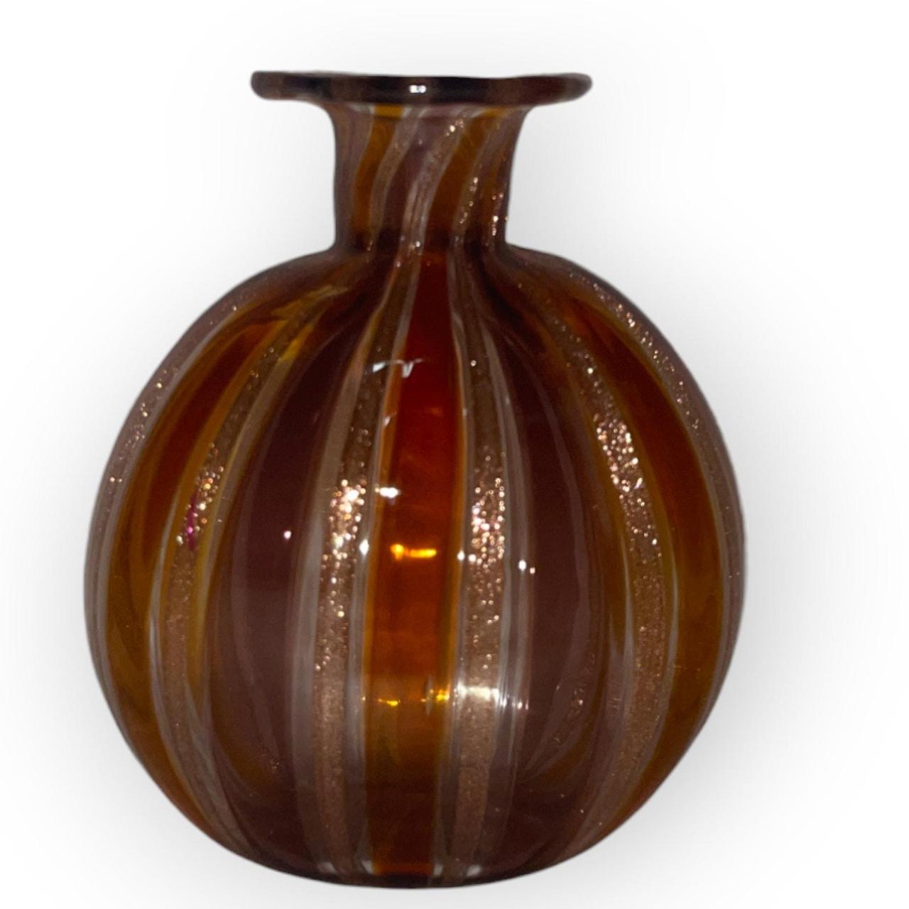 Hand Blown popular Glass Brown Decorative Twisted Murano Vase