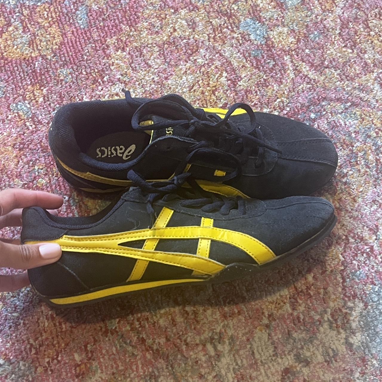 Asics navy/yellow sneakers!!! These are Asics brand... - Depop