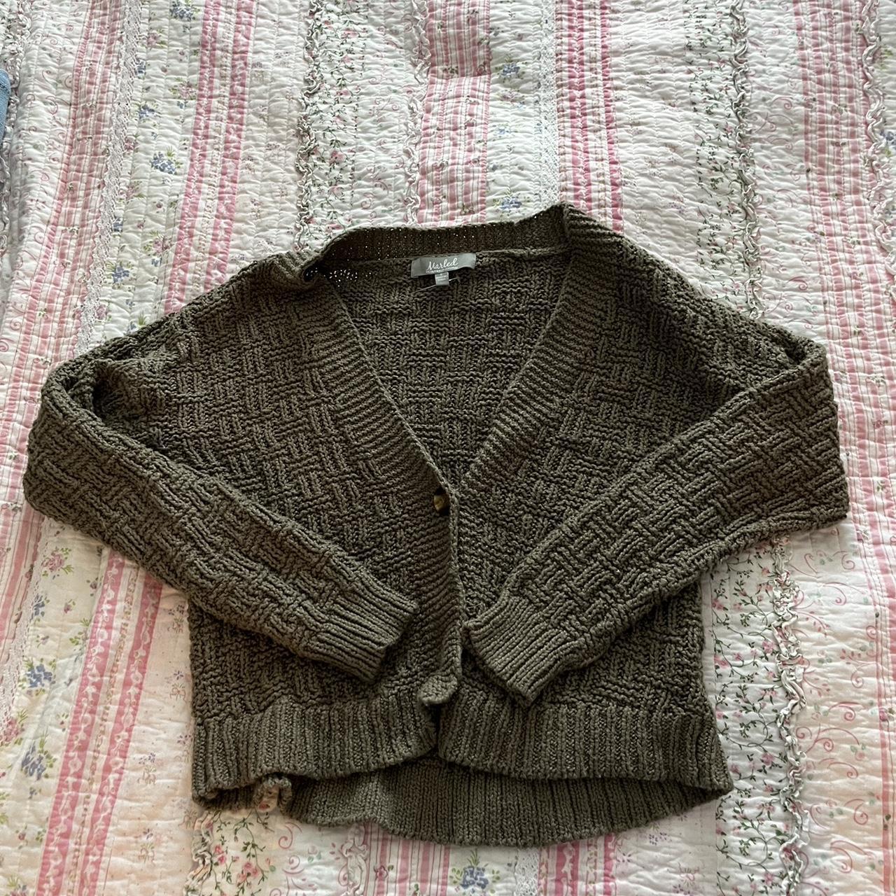 olive green knitted cardigan perfect for Depop
