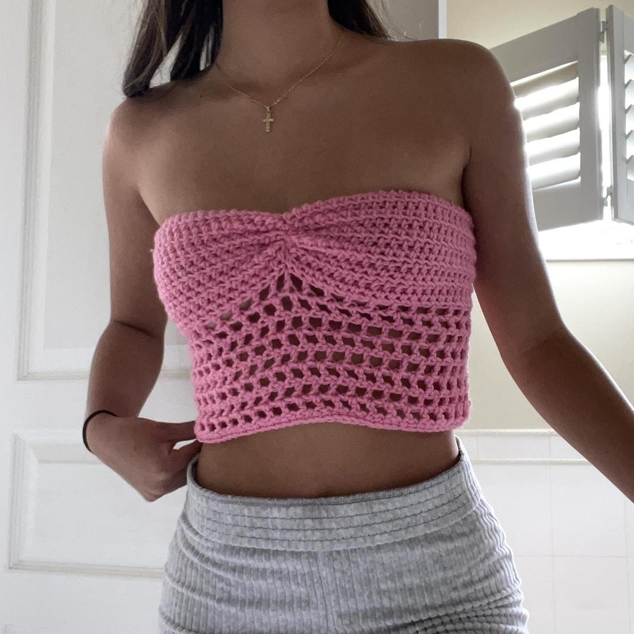 Frankies Bikinis Women's Pink Crop-top | Depop