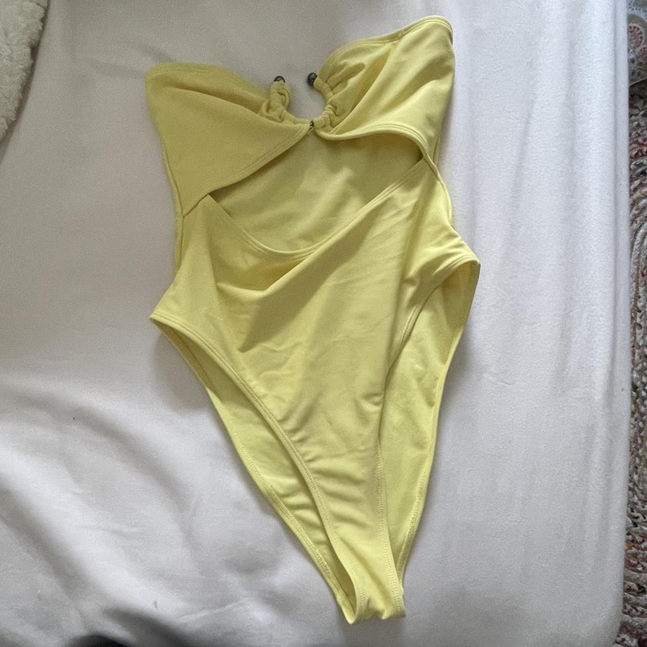 Yellow forever 21 one piece cut out Super y2k and... - Depop