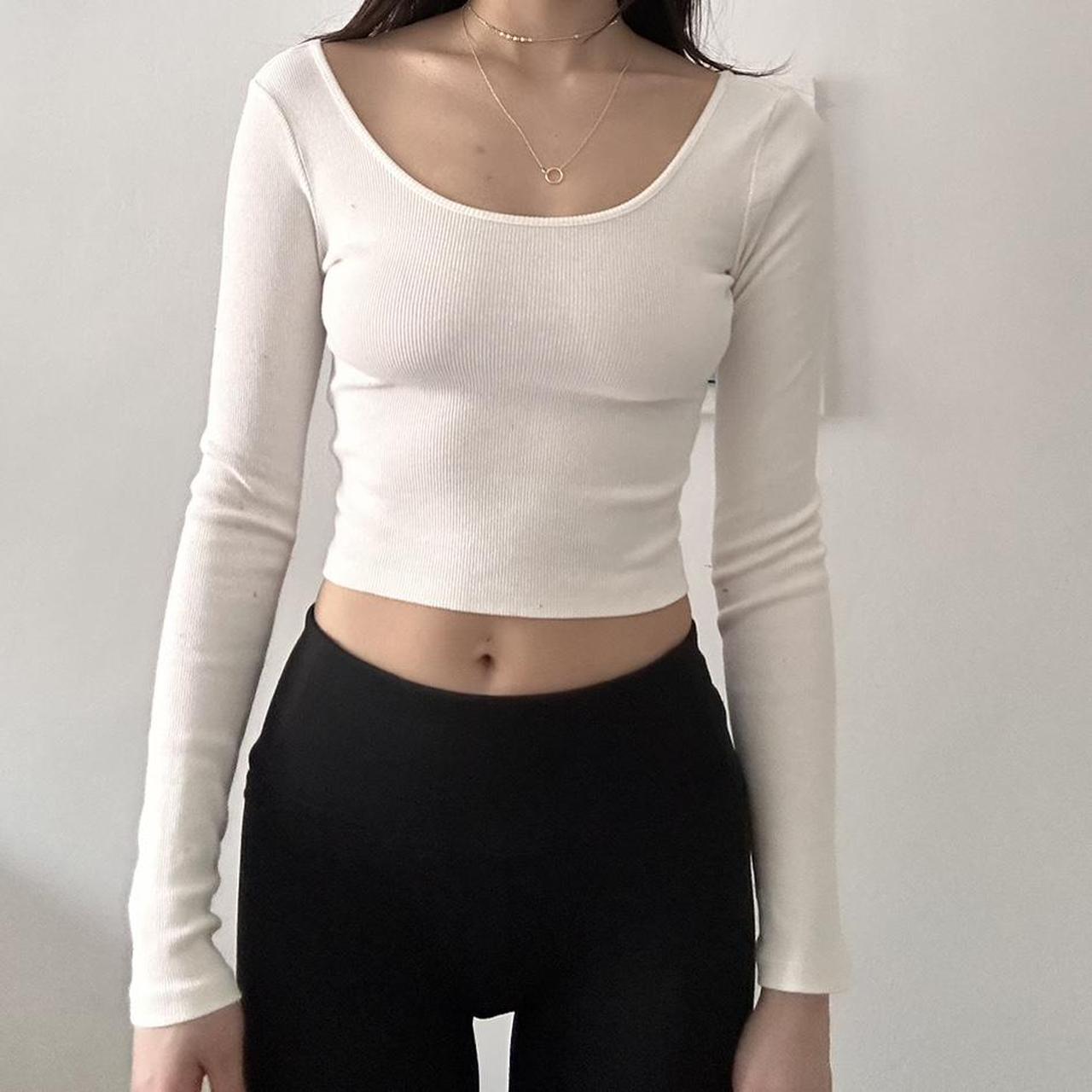 H&M long sleeve basic top Cropped Great condition,... - Depop