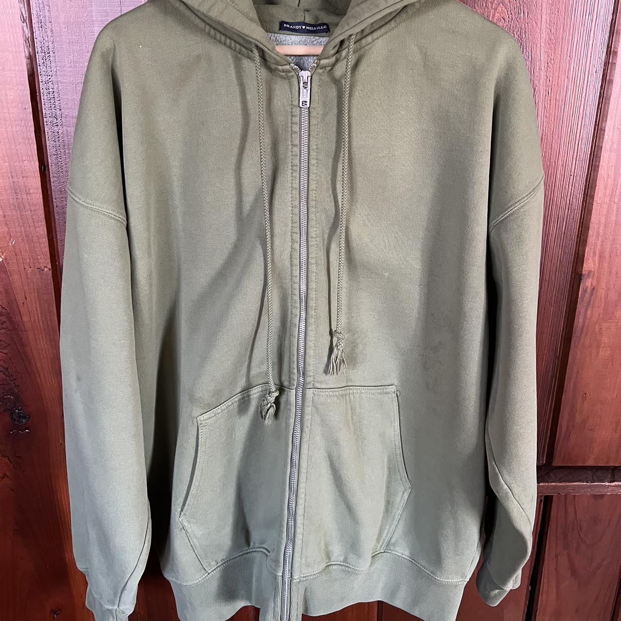 Brandy Melville oversized christie zip up hoodie in - Depop