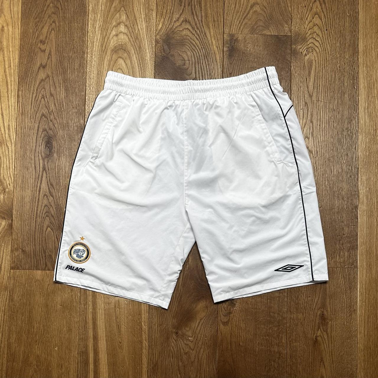 Palace x Umbro baggy white track shorts -size | Depop Palace x Umbro baggy white track shorts -size | Depop