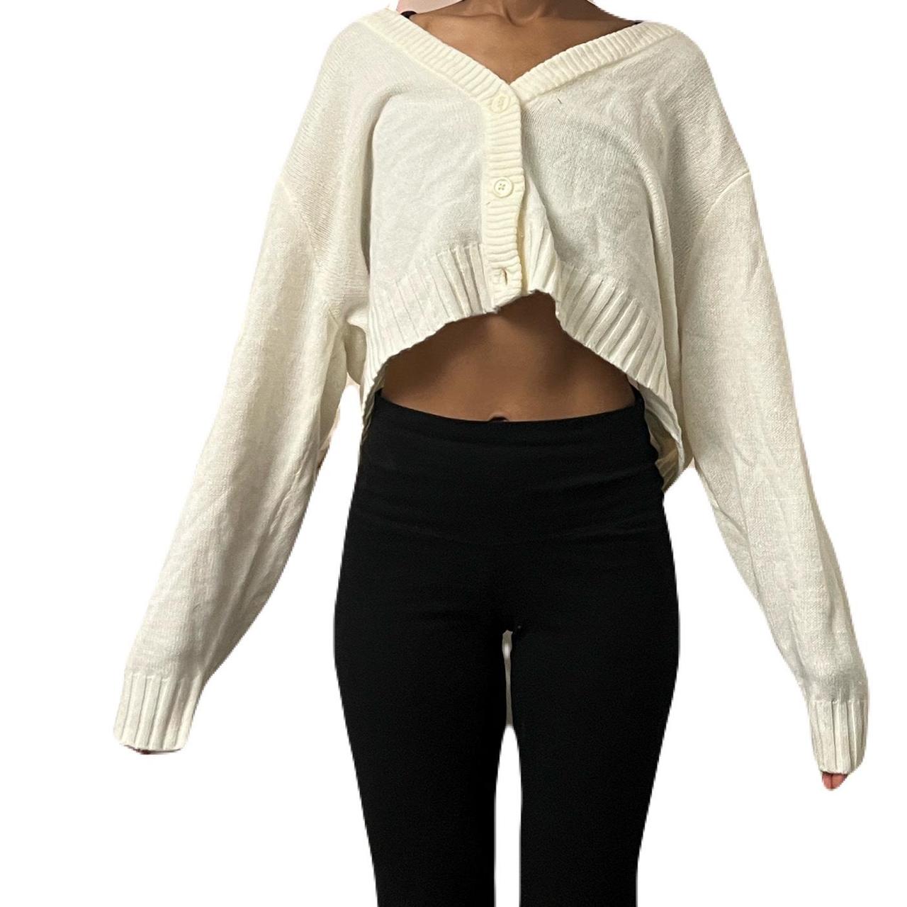 White cream cropped h&m cardigan super soft never... Depop