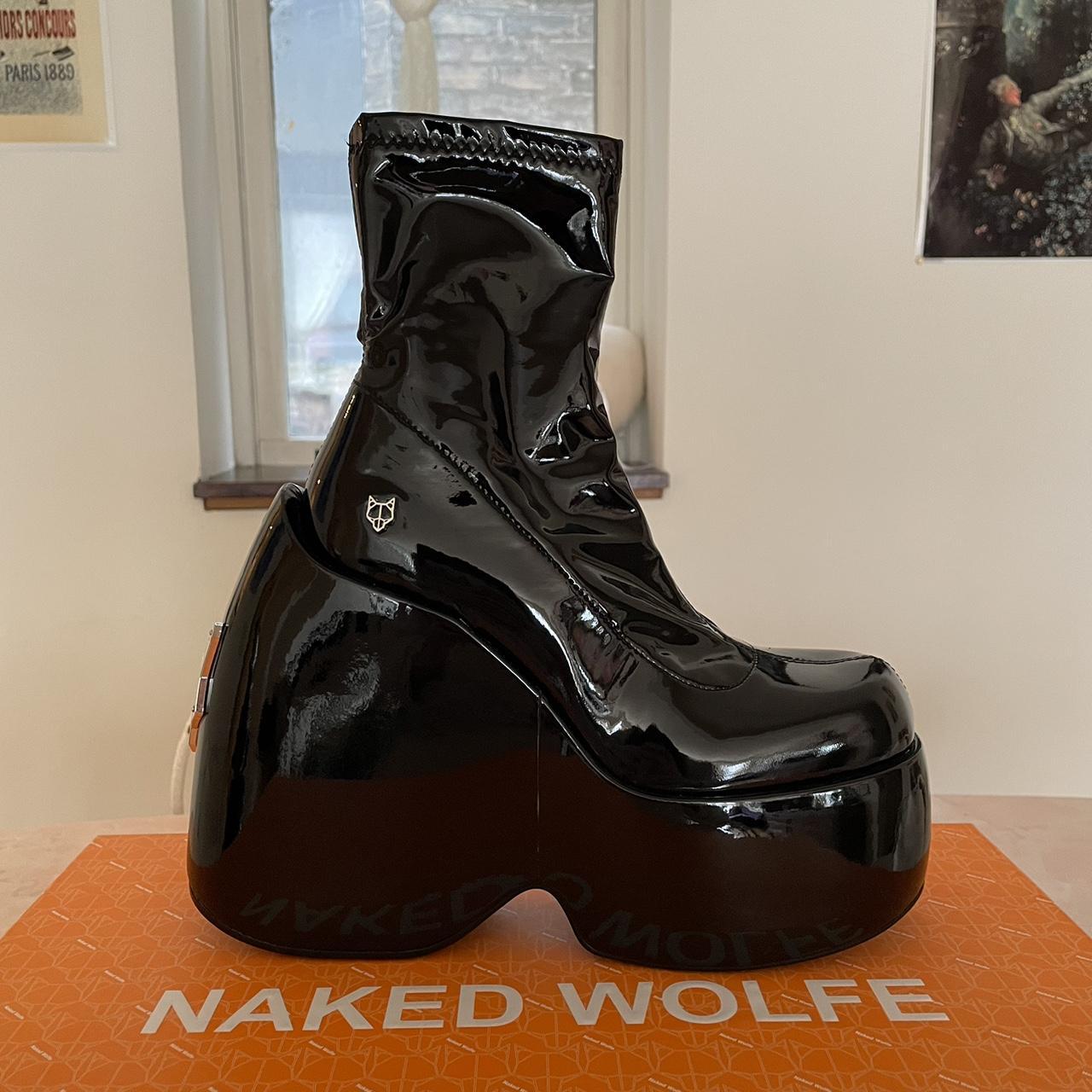 Naked Wolfe Mayhem Black Patent Platform Boots Depop