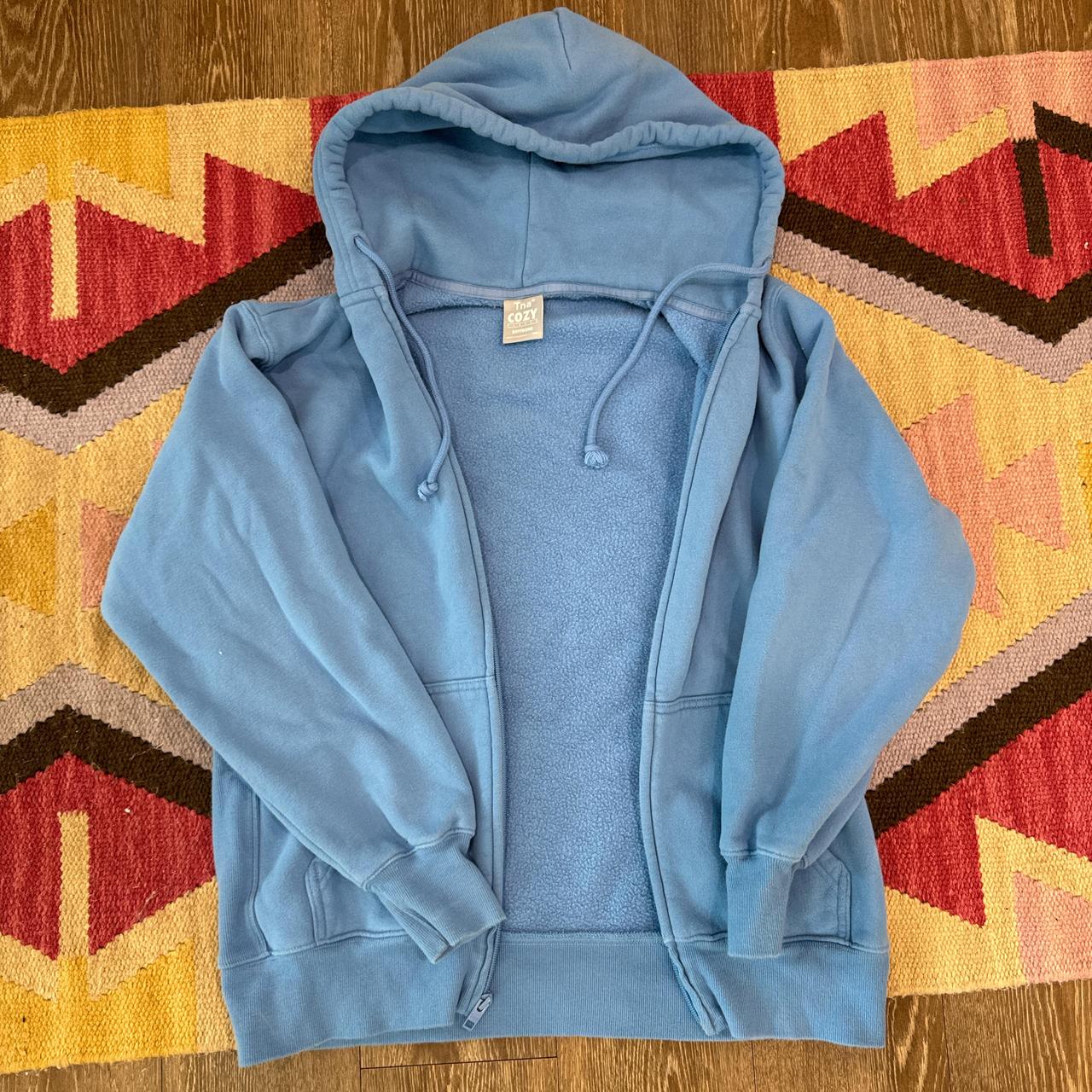 TNA cozy, fleece Aritzia, boyfriend, full zip blue... - Depop