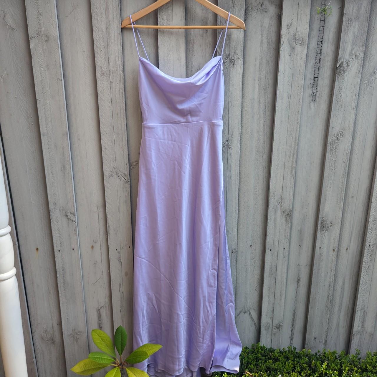 Fame and Partners Gown Strappy draped gown in Lilac... - Depop