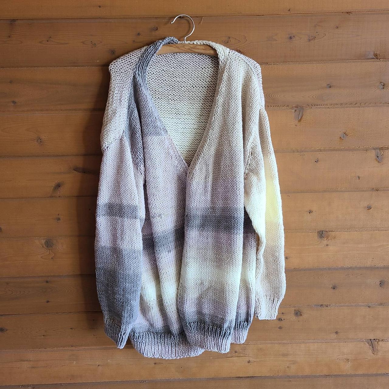 Handmade Oversized Slouchy Knit Cardigan Sweater... - Depop