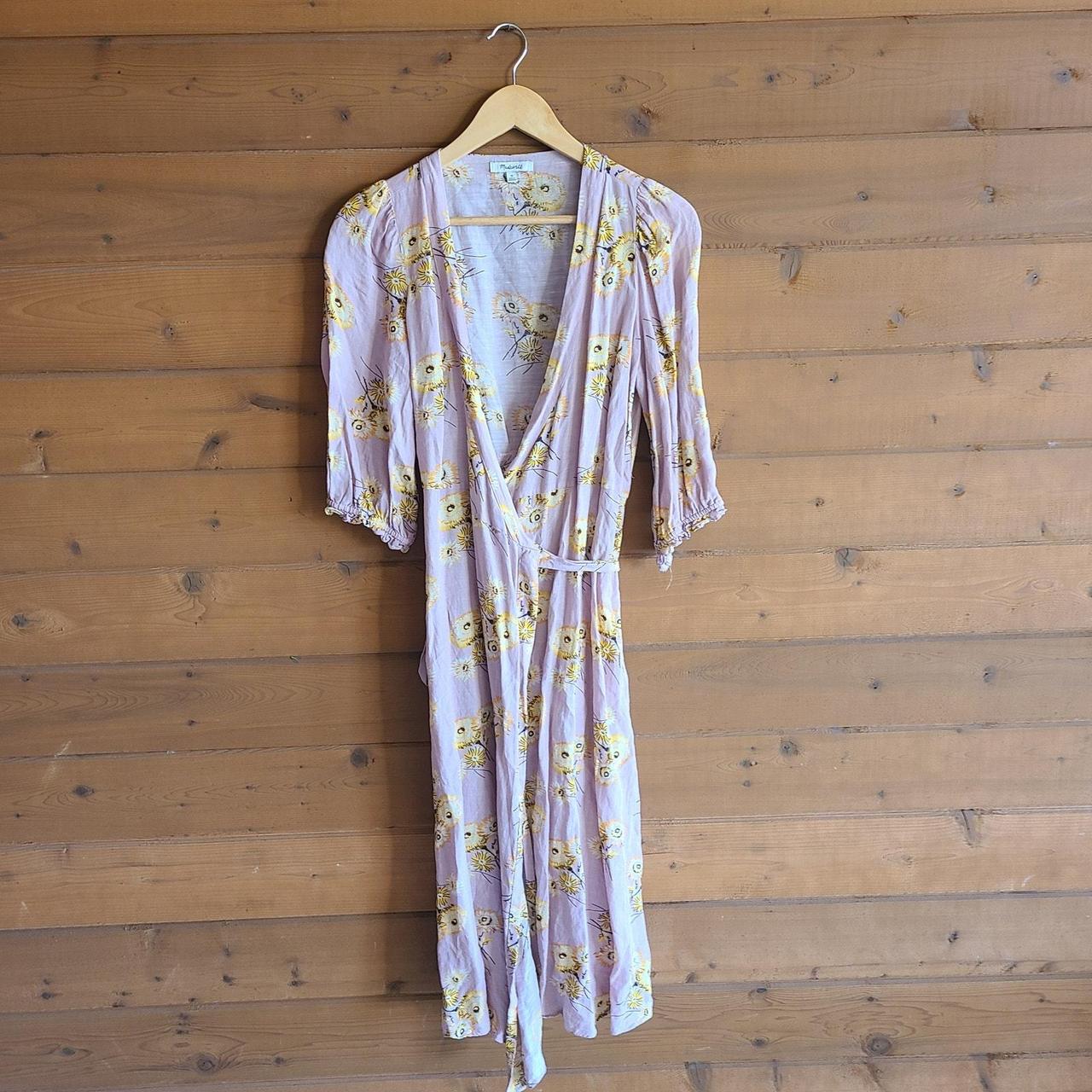 Madewell Linen-Blend buy Ruffle-Cuff Wrap Dress in Dutch Dandelions