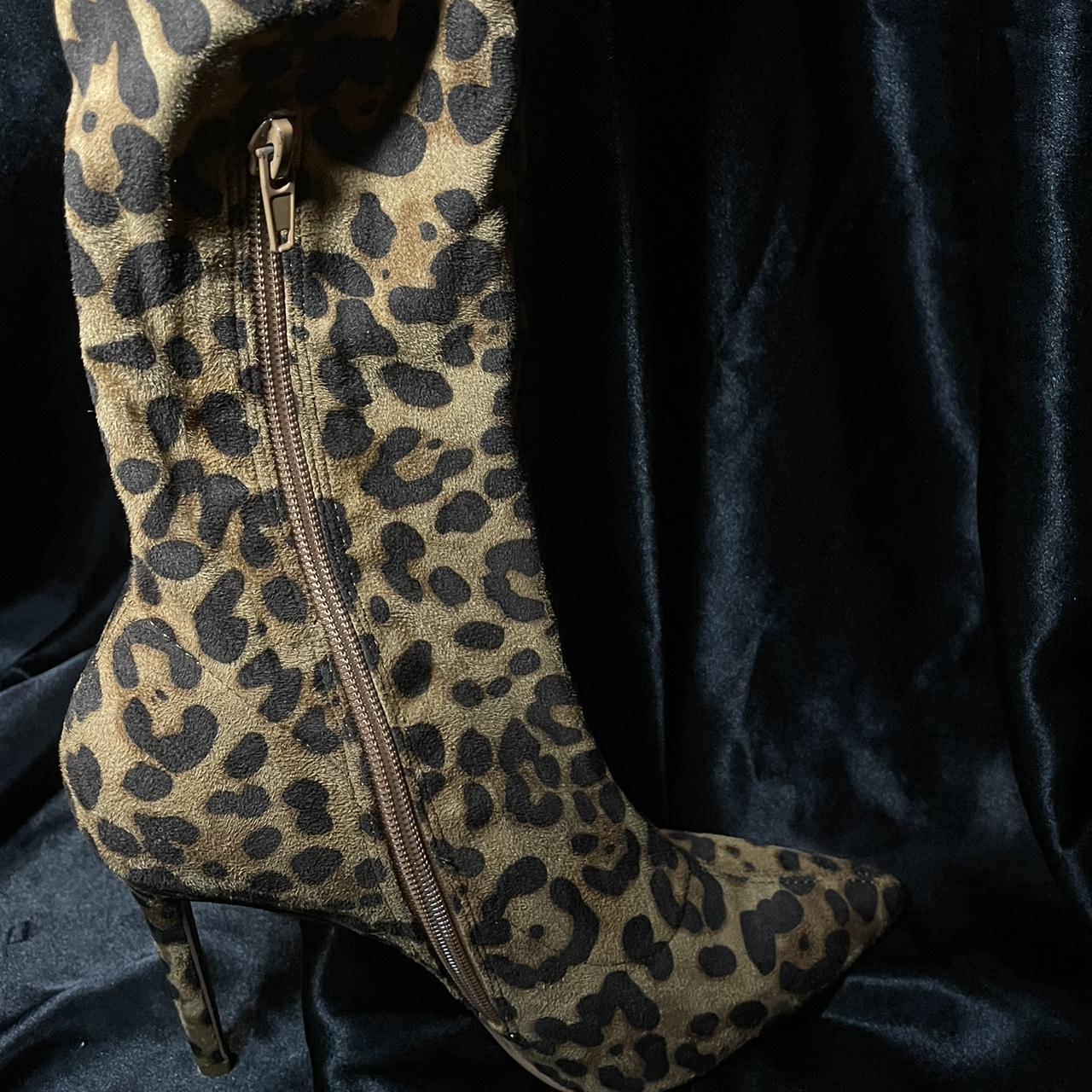 Thigh high leopard print boots. US Women s 9 can. Depop