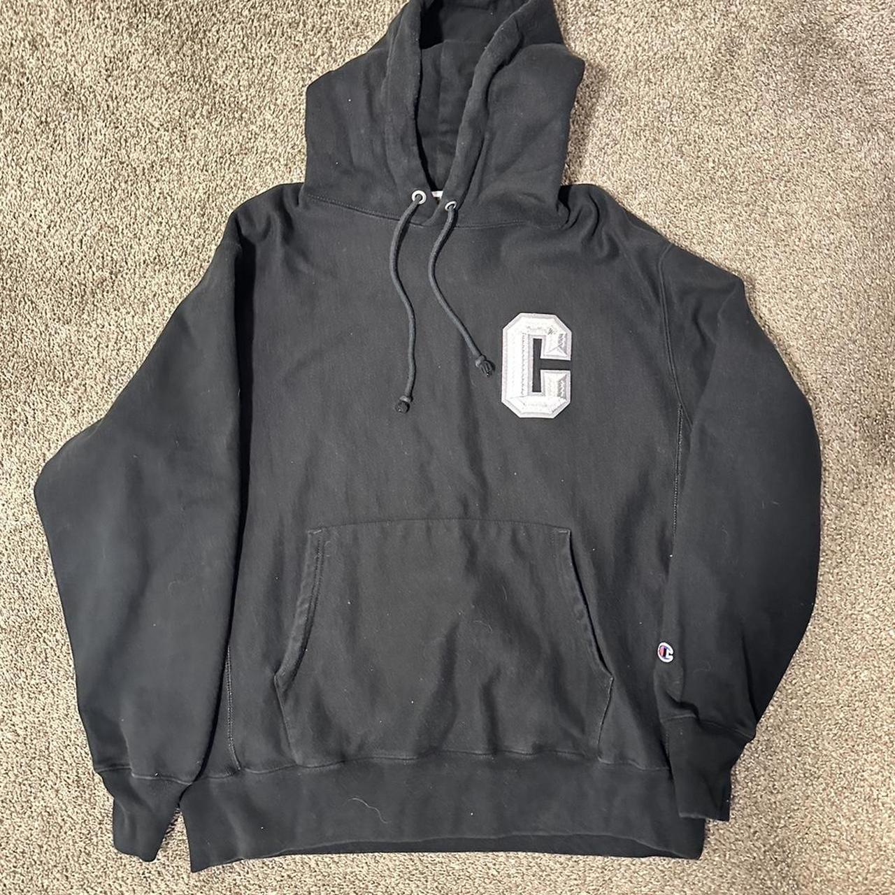 Champion big ‘C’ hoodie in black in amazing... - Depop