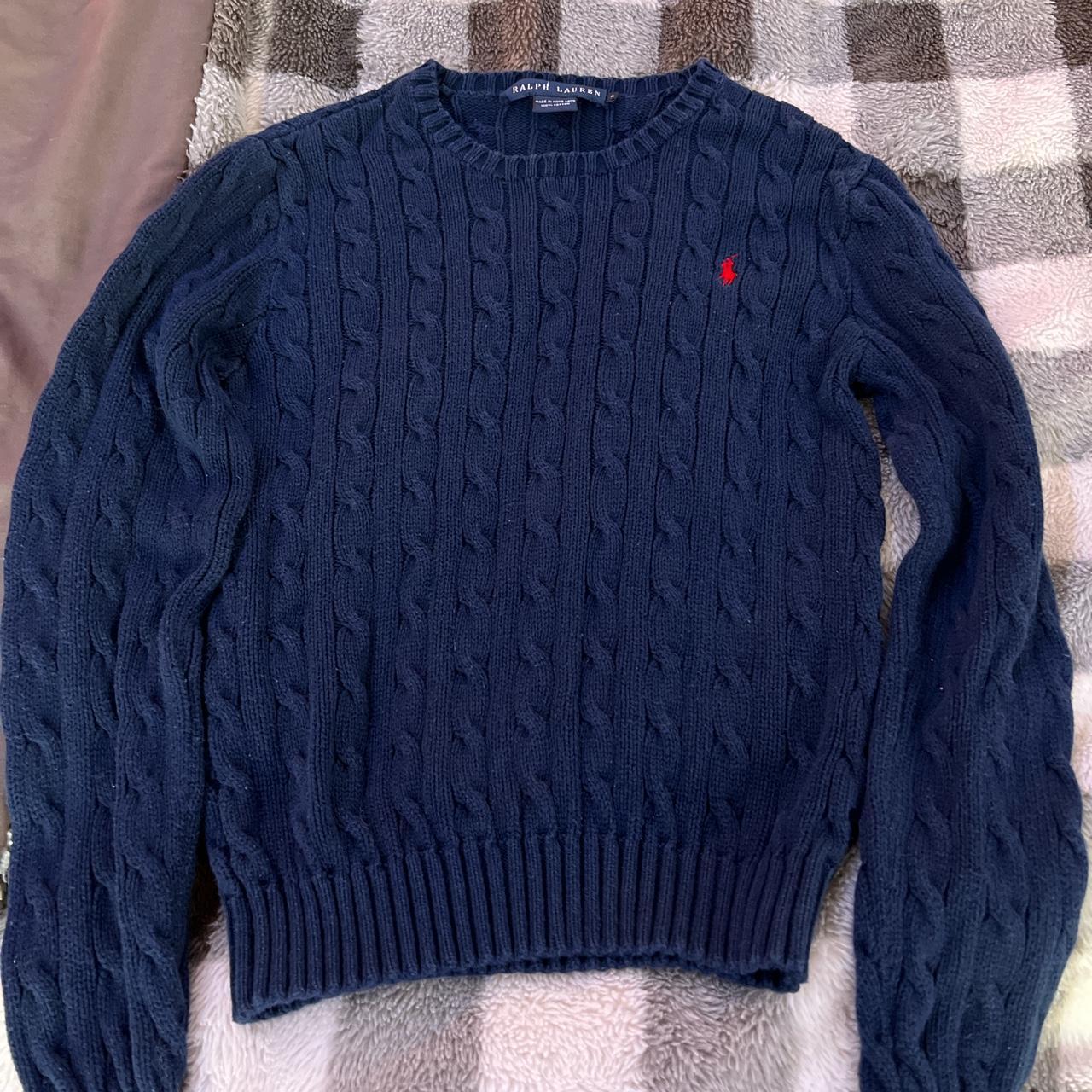 Ralph Lauren Women's Navy and Red Jumper | Depop