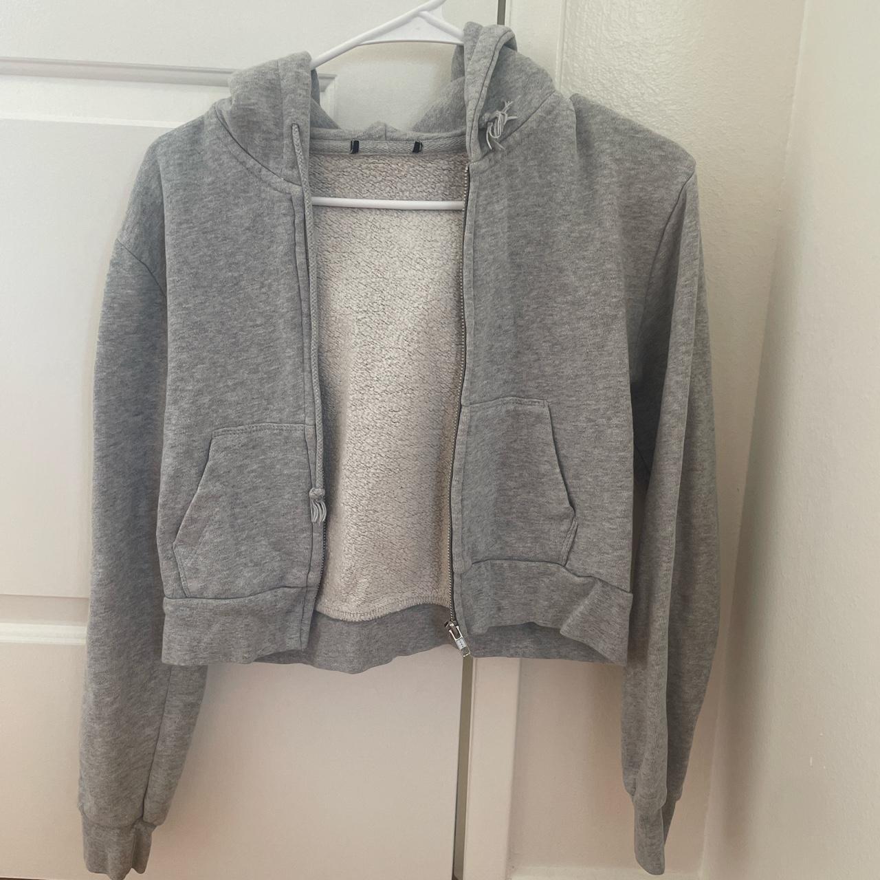 Brandy Melville cropped zip up hoodie tag has been... - Depop