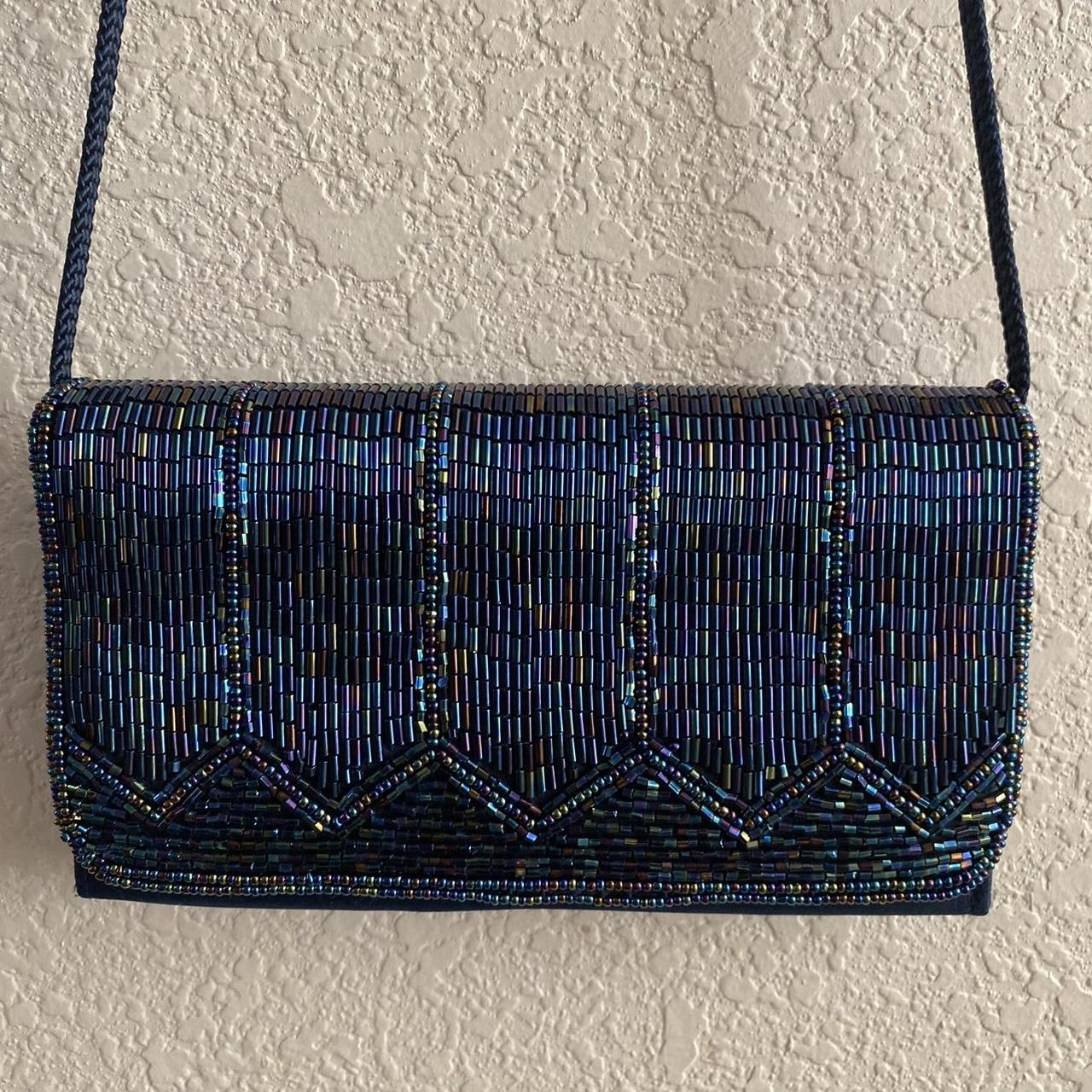 La Regale Purple Beaded Pouch Bag