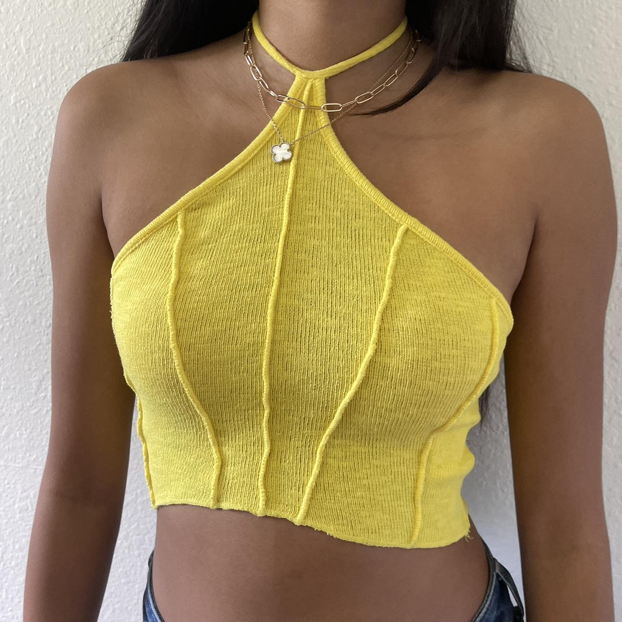 Urban outfitters yellow crop sales top