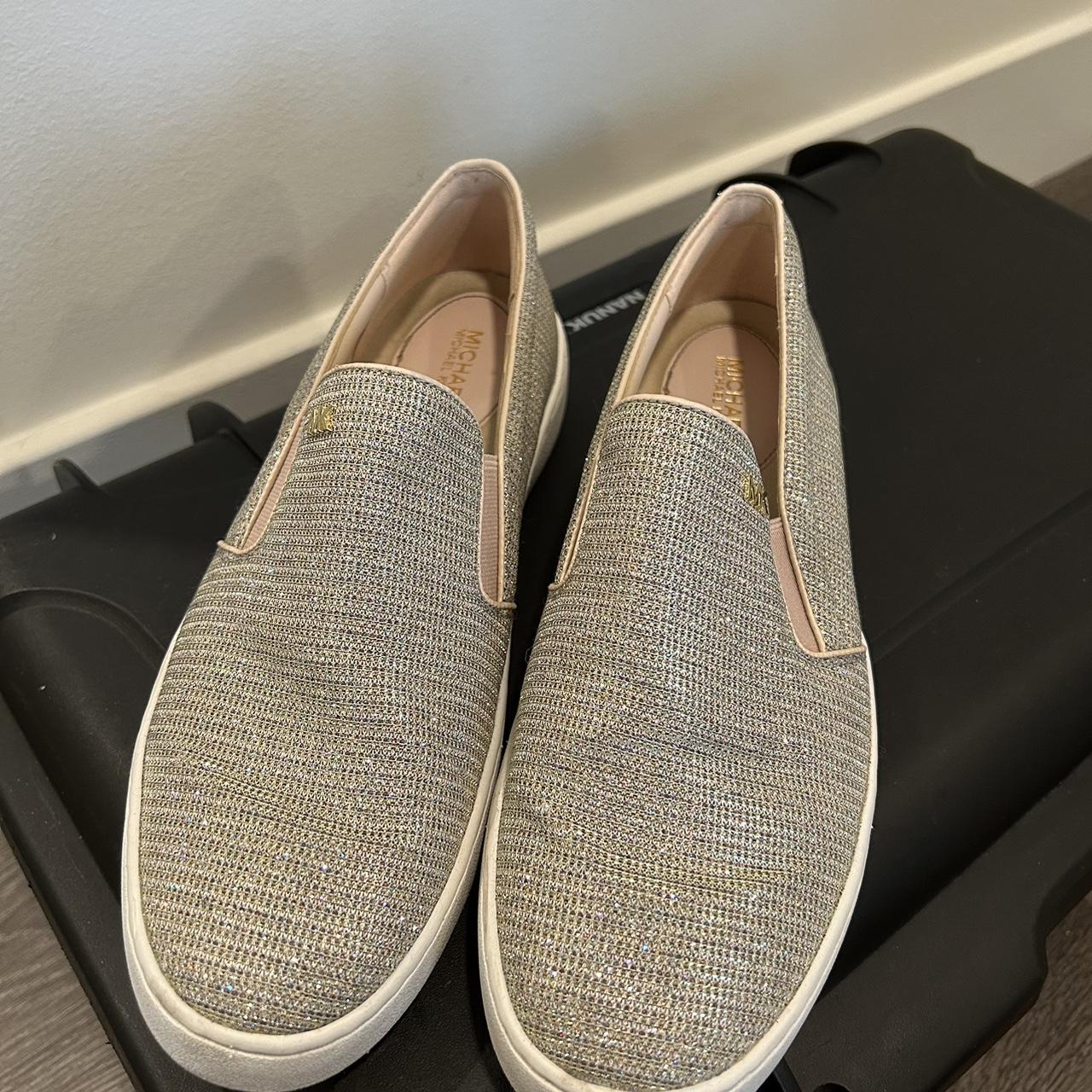 Michael Kors Keaton Glitter Chain Mesh Slip On Sneakers Depop