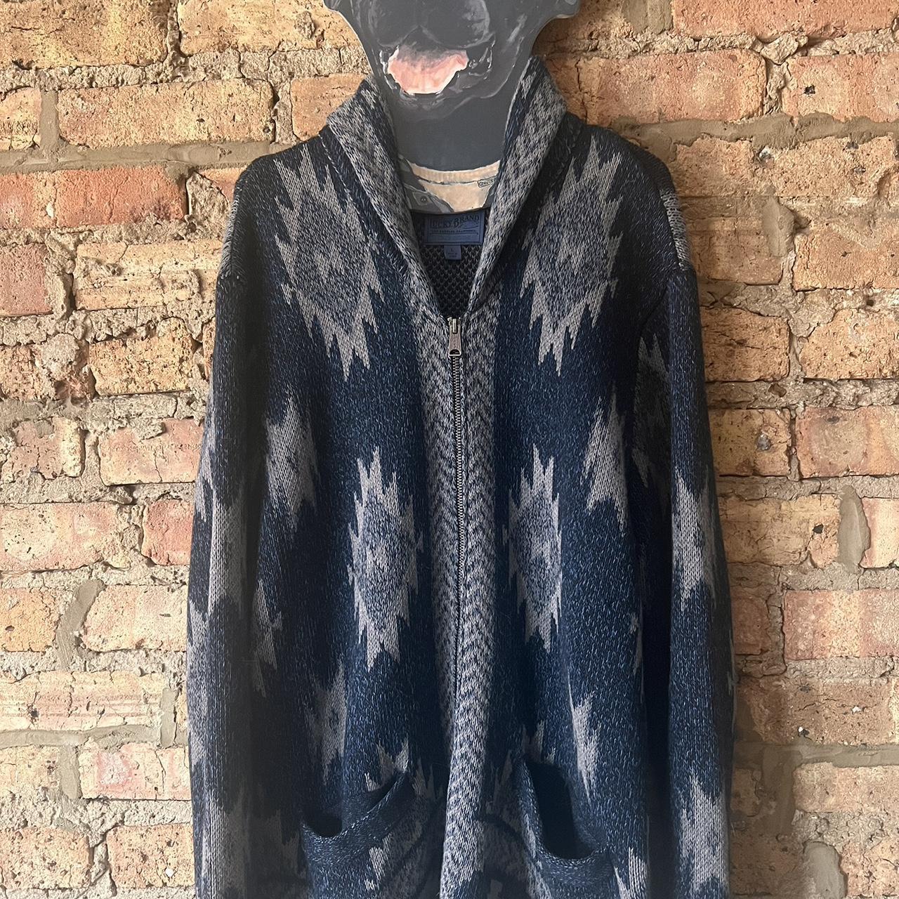 Lucky Brand Women's Blue and Grey Cardigan Depop