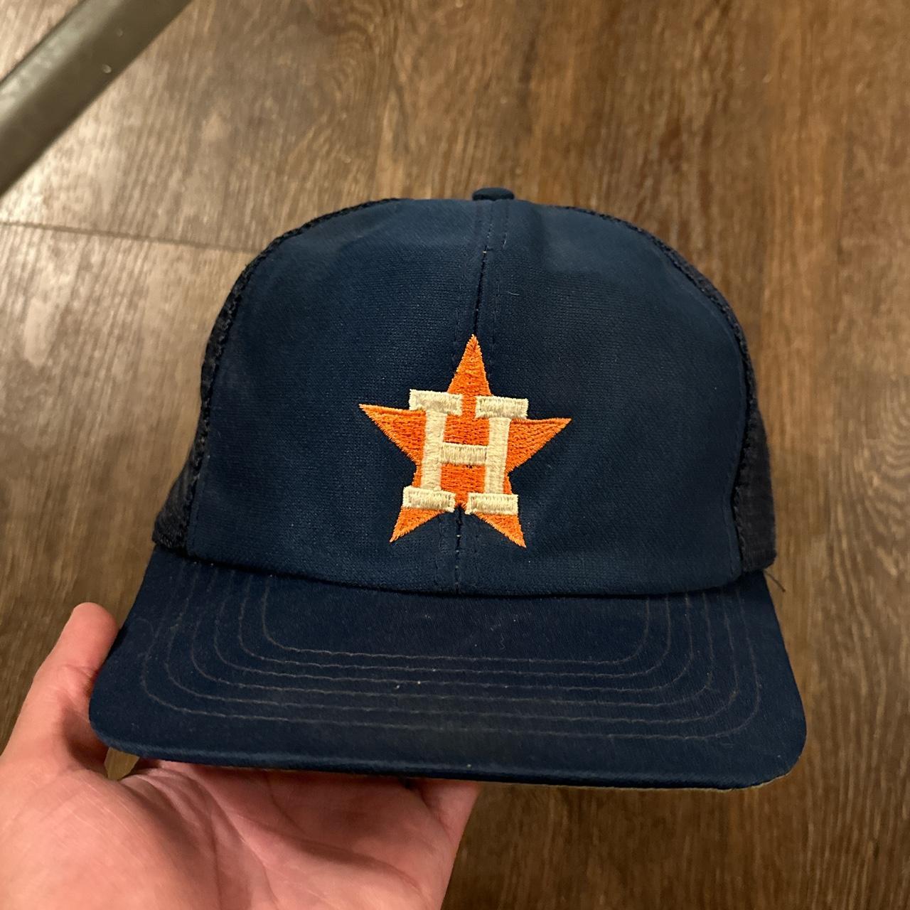 Vintage Houston Astros Trucker Snapback Hat Snaps - Depop