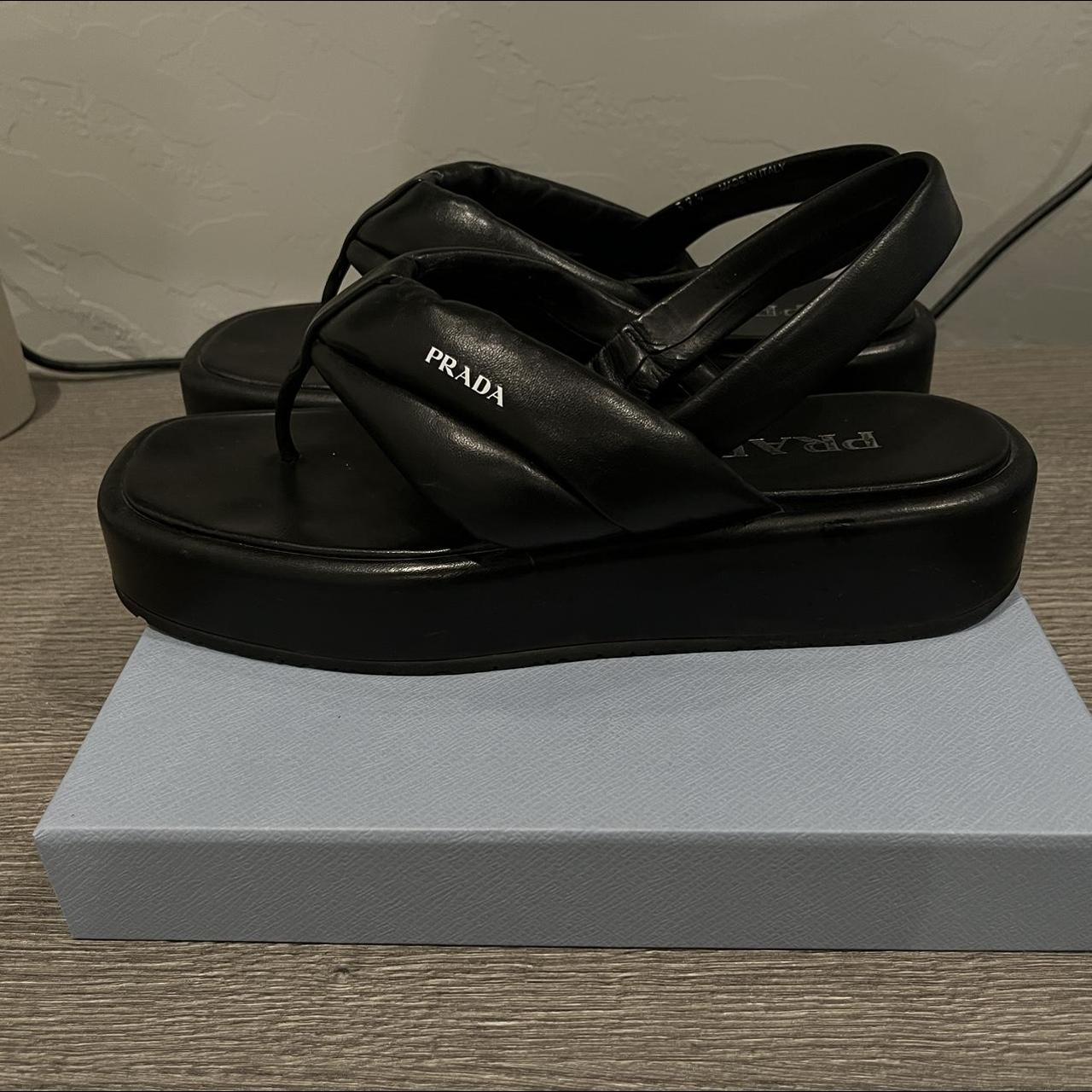 PRADA Logo Platform Slingback Sandal Open to Depop