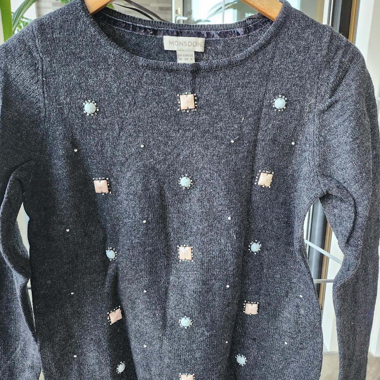 Monsoon embroidered wool jumper - Depop