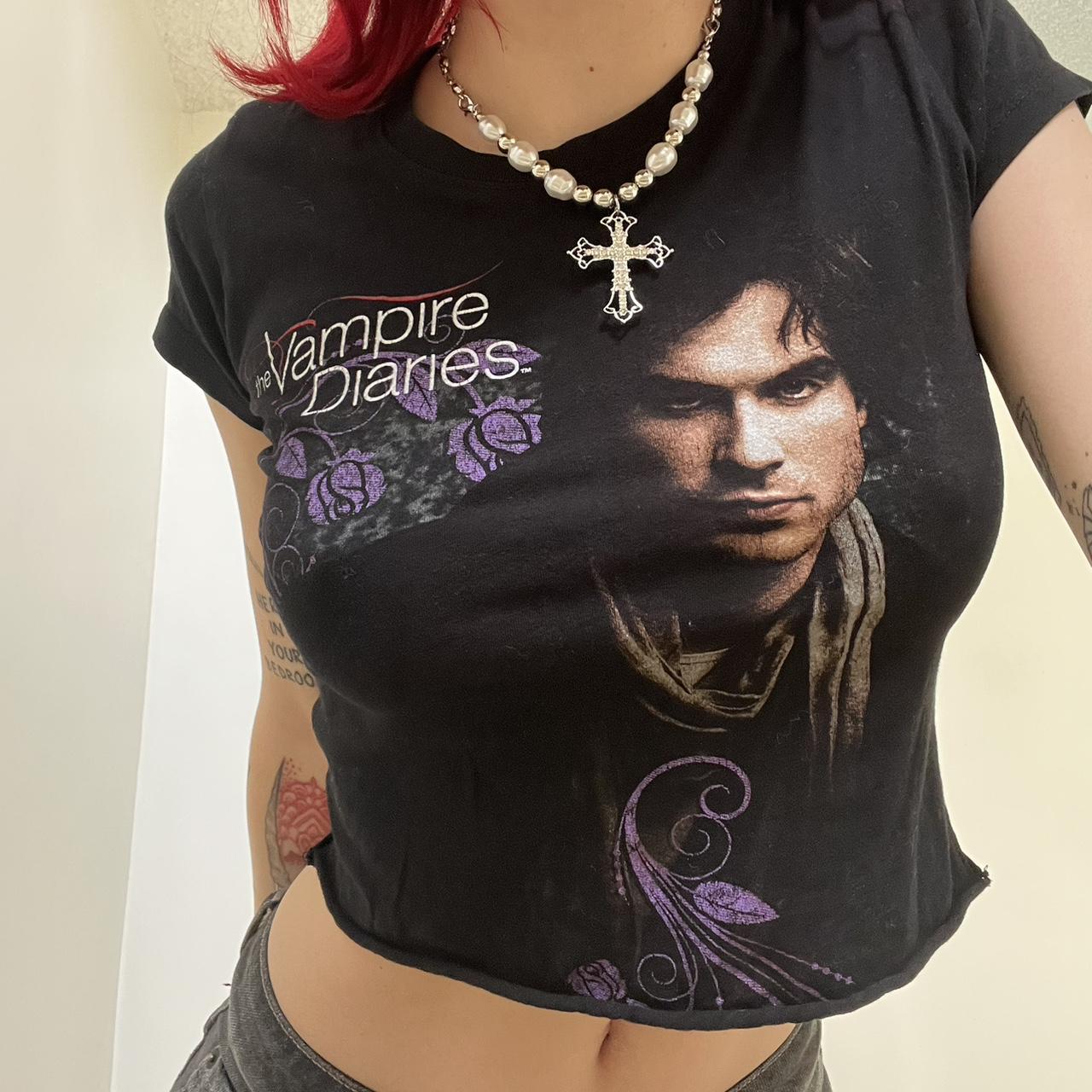 vampire diaries baby tee, team damon obv! size xs