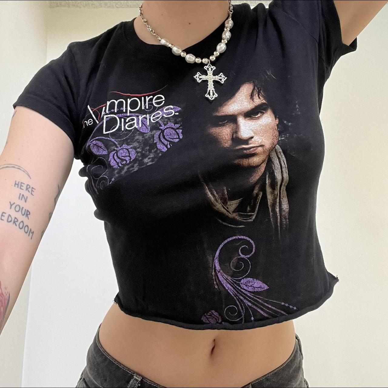 vampire diaries baby tee, team damon obv! size xs