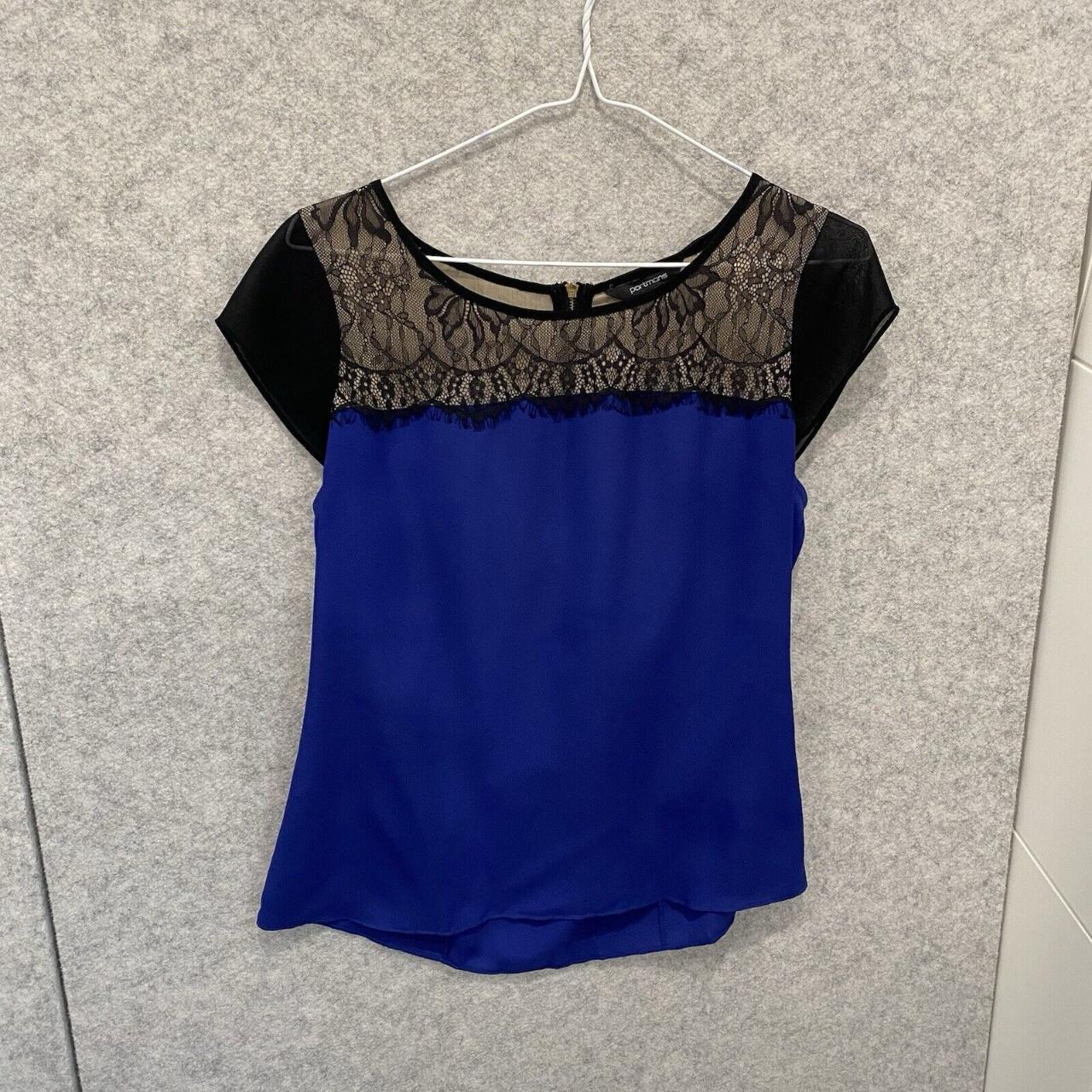 Portmans Womens Size 10 Blue Black Top Blouse
